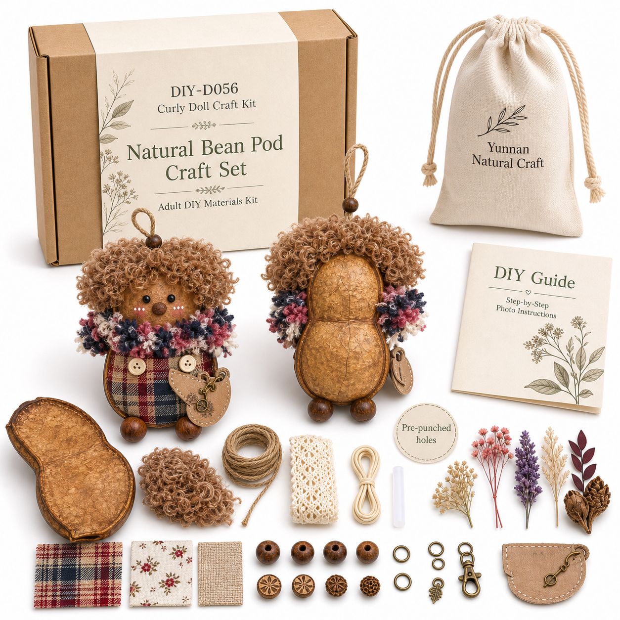 D056 D056 Cozy Rustic Bean Pod DIY Craft Materials Kit